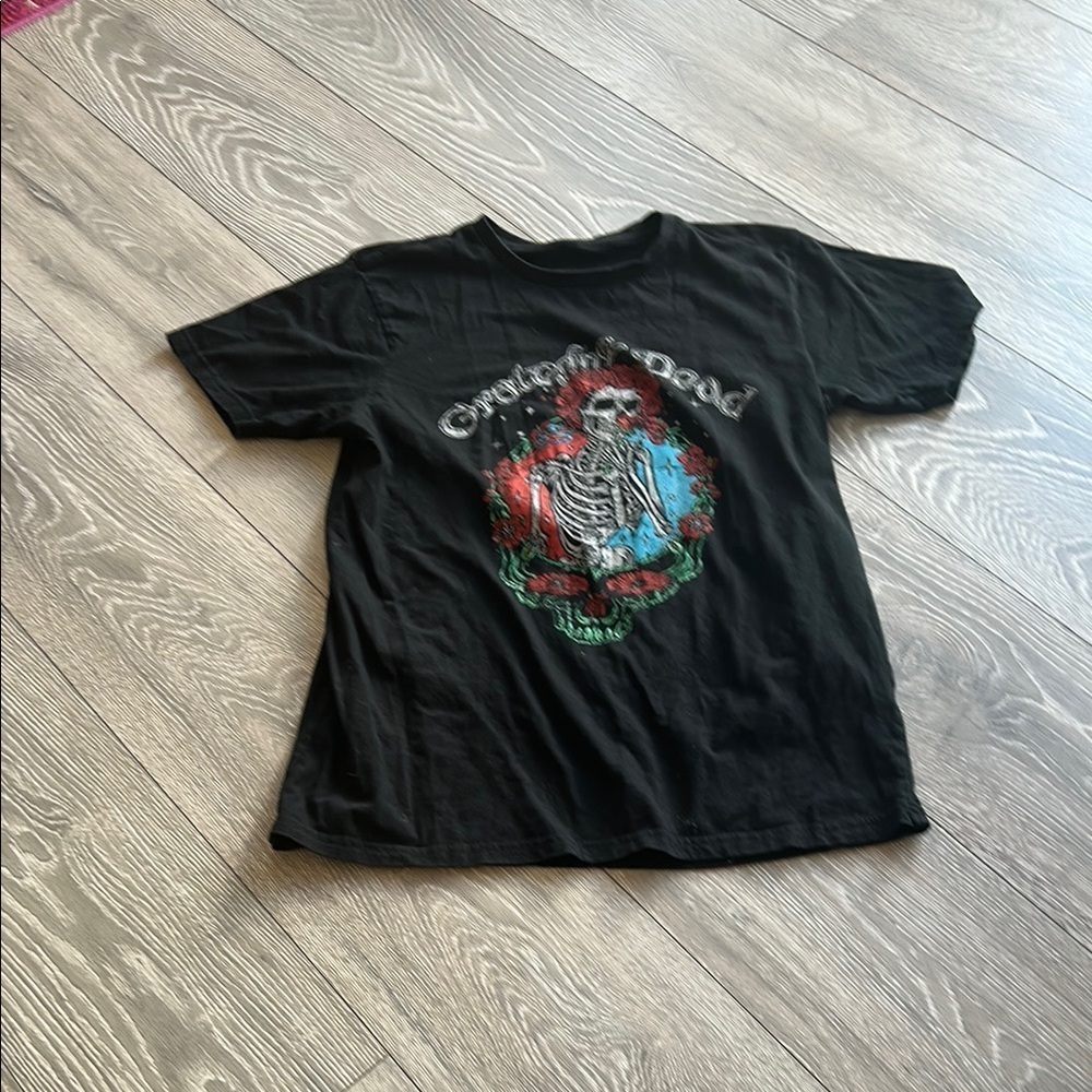 Black Graphic T-Shirt with Skeleton Design